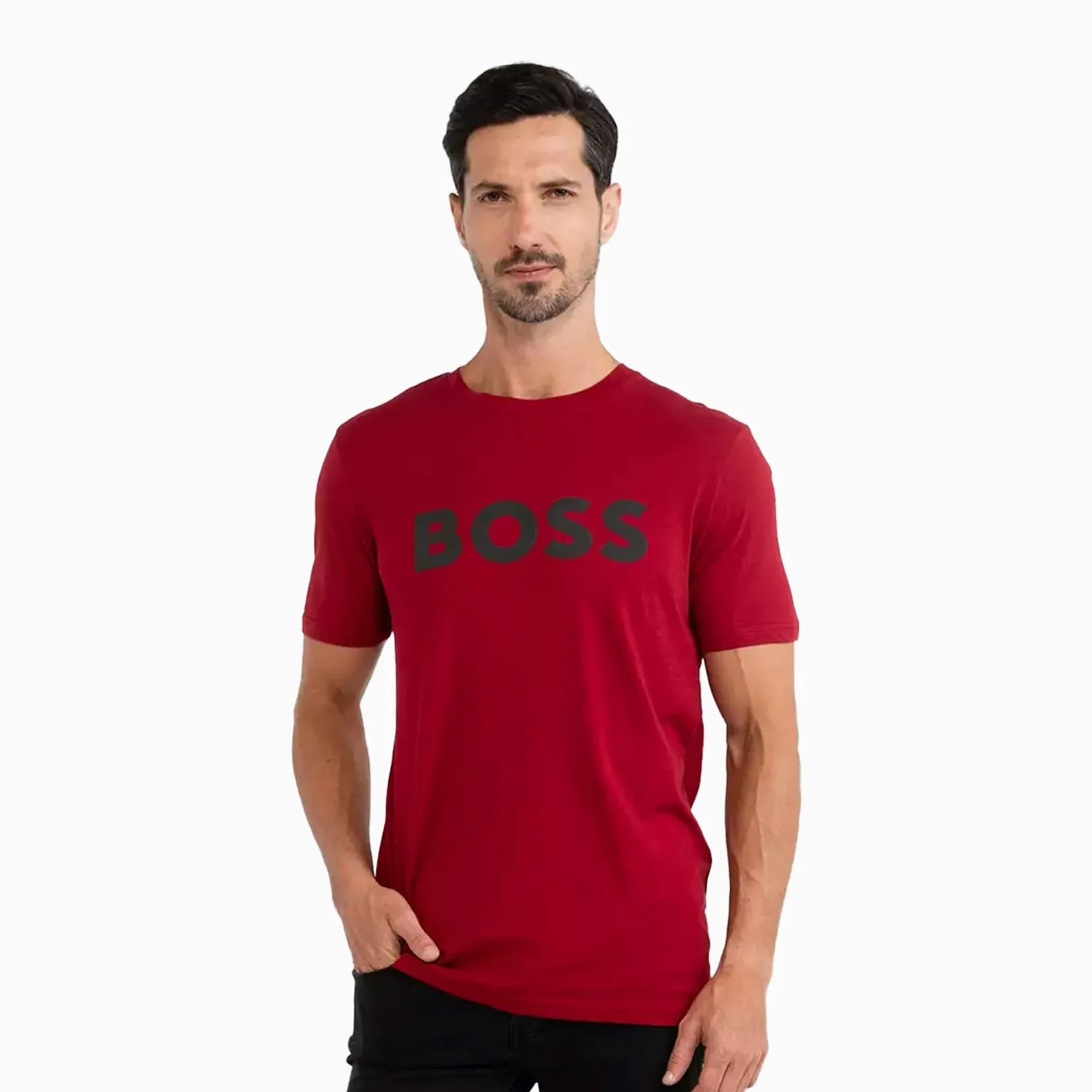 Men's Cotton Jersey T Shirt With Rubber Print Logo