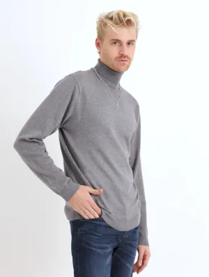 Men's Lightweight Poloneck - Grey Melange