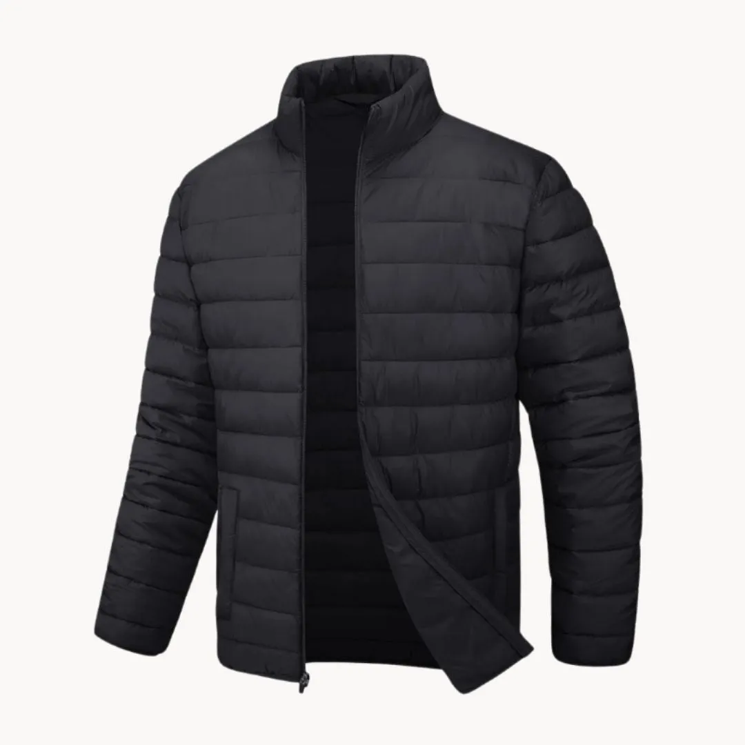 Men’s Lightweight Puffer Jacket – Quilted – Zip-Up – High Neck – Casual Warm Layer