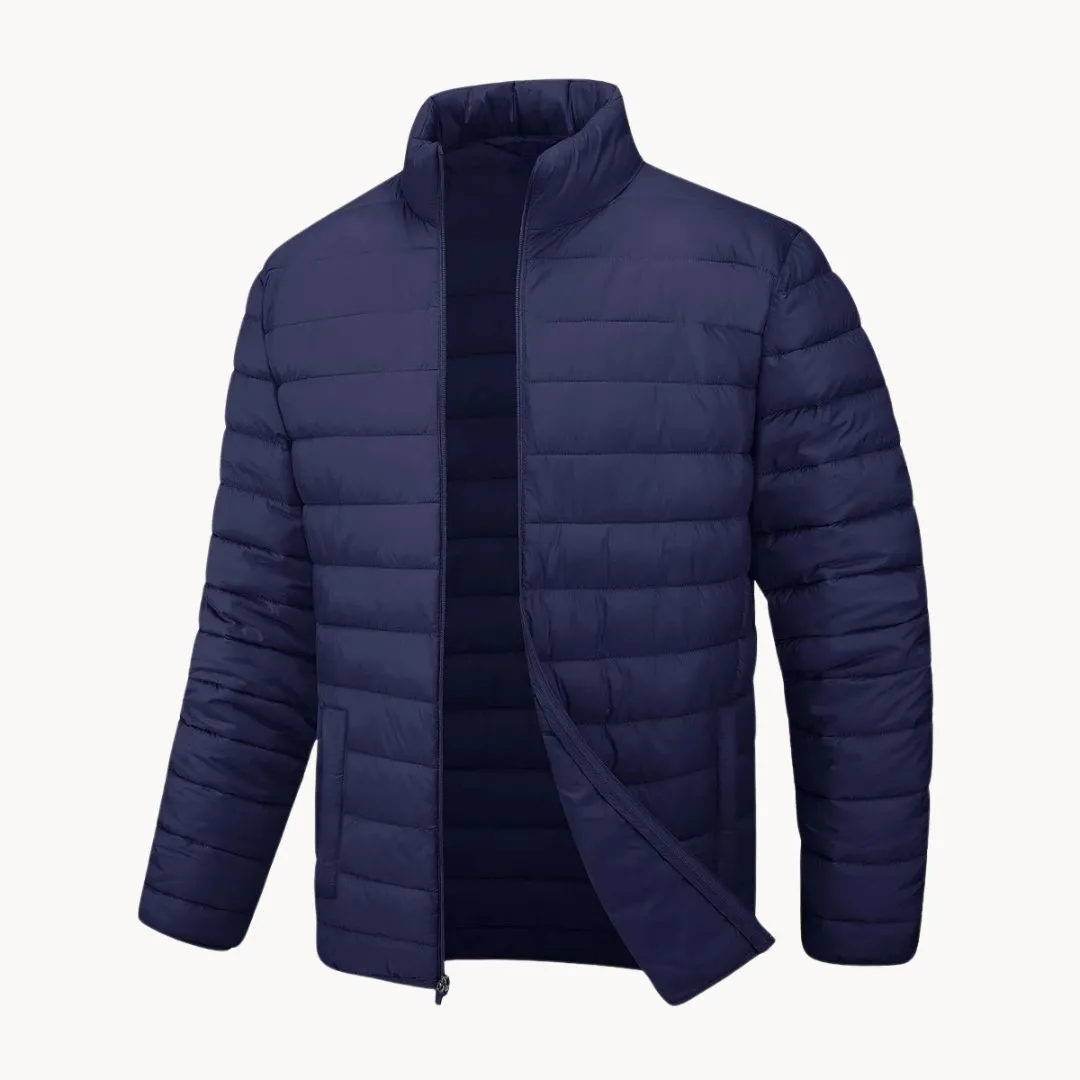 Men’s Lightweight Puffer Jacket – Quilted – Zip-Up – High Neck – Casual Warm Layer