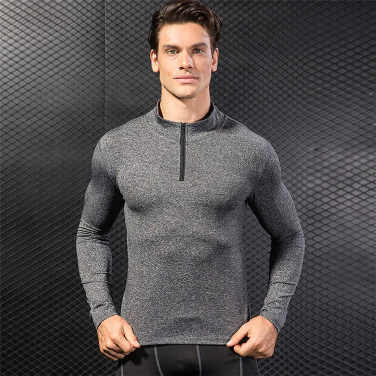 Men's sports fitness running training long sleeve half zipper gym Sweater top