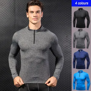 Men's sports fitness running training long sleeve half zipper gym Sweater top