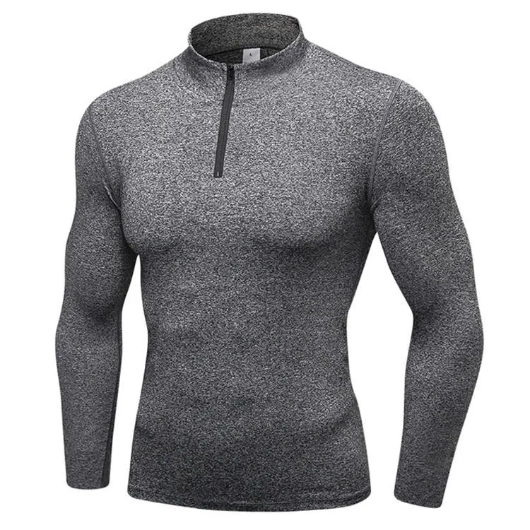 Men's sports fitness running training long sleeve half zipper gym Sweater top