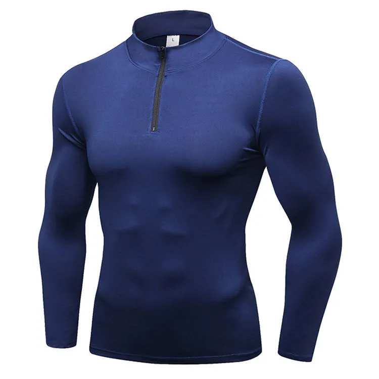 Men's sports fitness running training long sleeve half zipper gym Sweater top