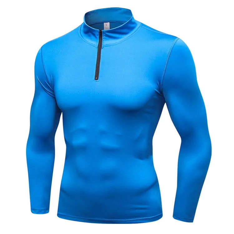 Men's sports fitness running training long sleeve half zipper gym Sweater top