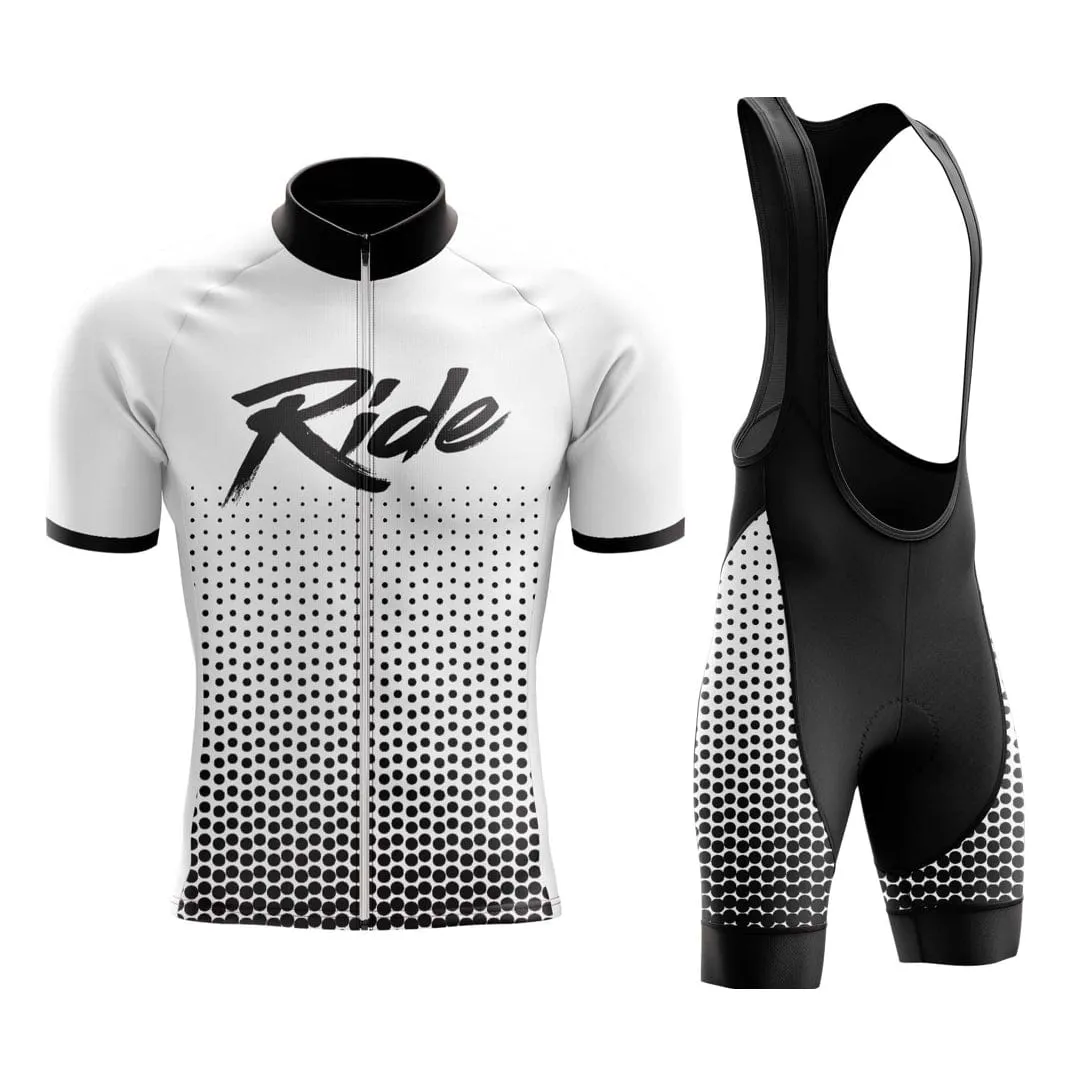 Men's White Ride Cycling Jersey or Bib Shorts