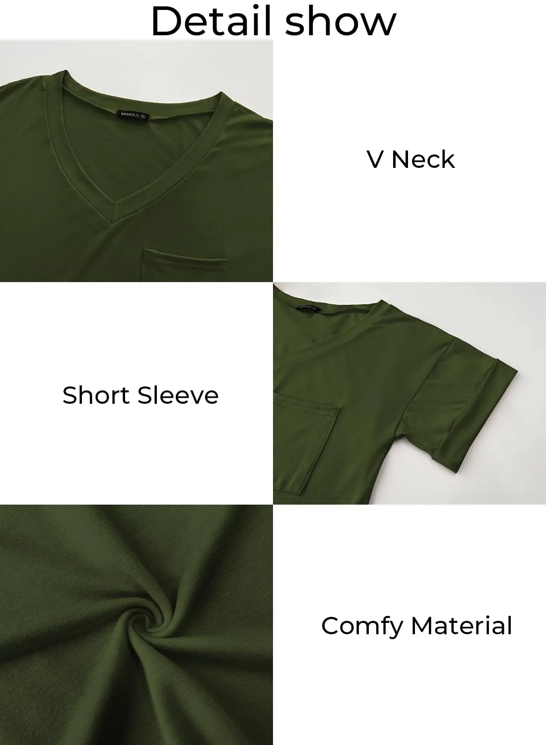 MIHOLL Women's Short Sleeve V-Neck Shirts Loose Casual Tee T-Shirt 2024 Trendy