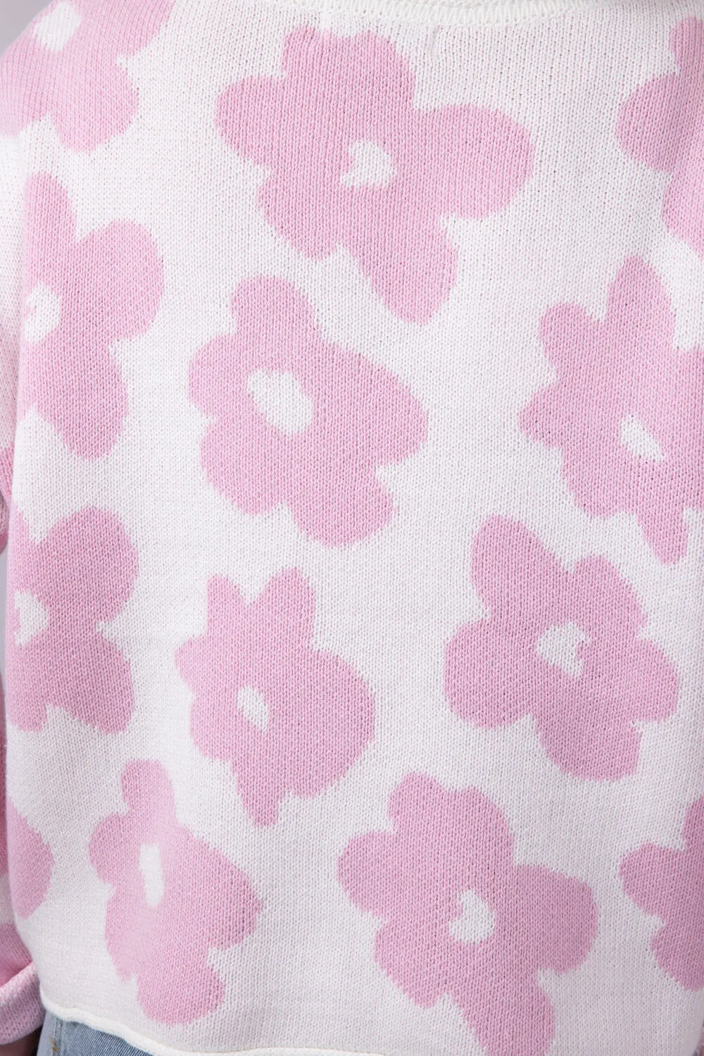 Miracle Floral Lightweight Sweater for Women in Ivory/Pink | W8025-IVORYPINK