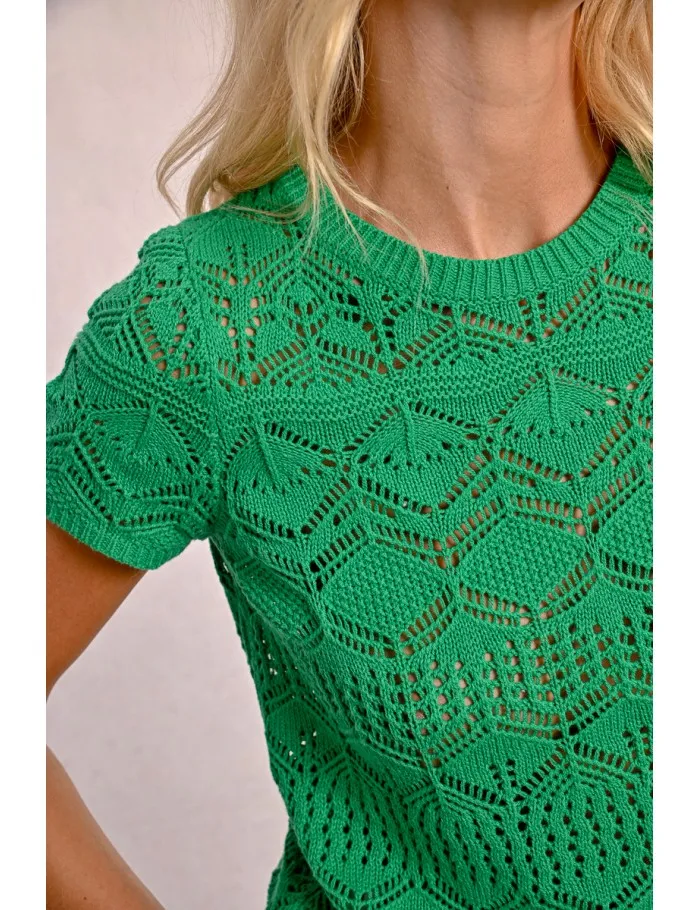 Molly Bracken Crochet Knit Short Sleeve Jumper