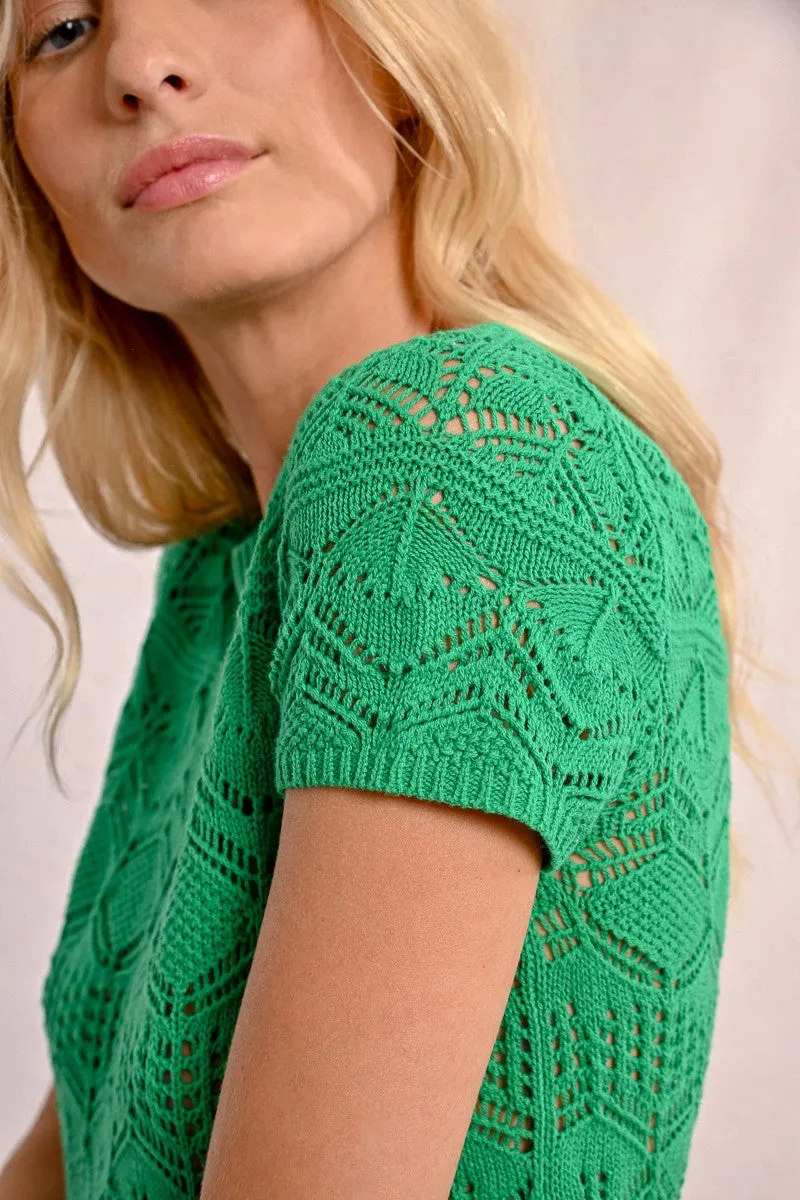Molly Bracken Crochet Knit Short Sleeve Jumper
