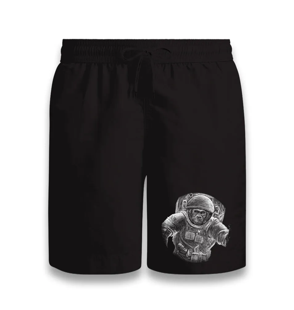 Monkey Astronaut Realistic Black Shorts