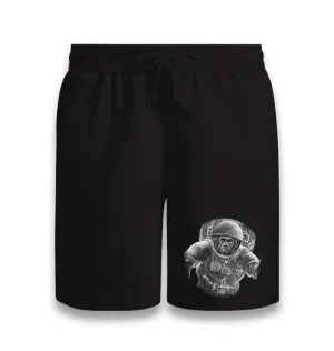 Monkey Astronaut Realistic Black Shorts