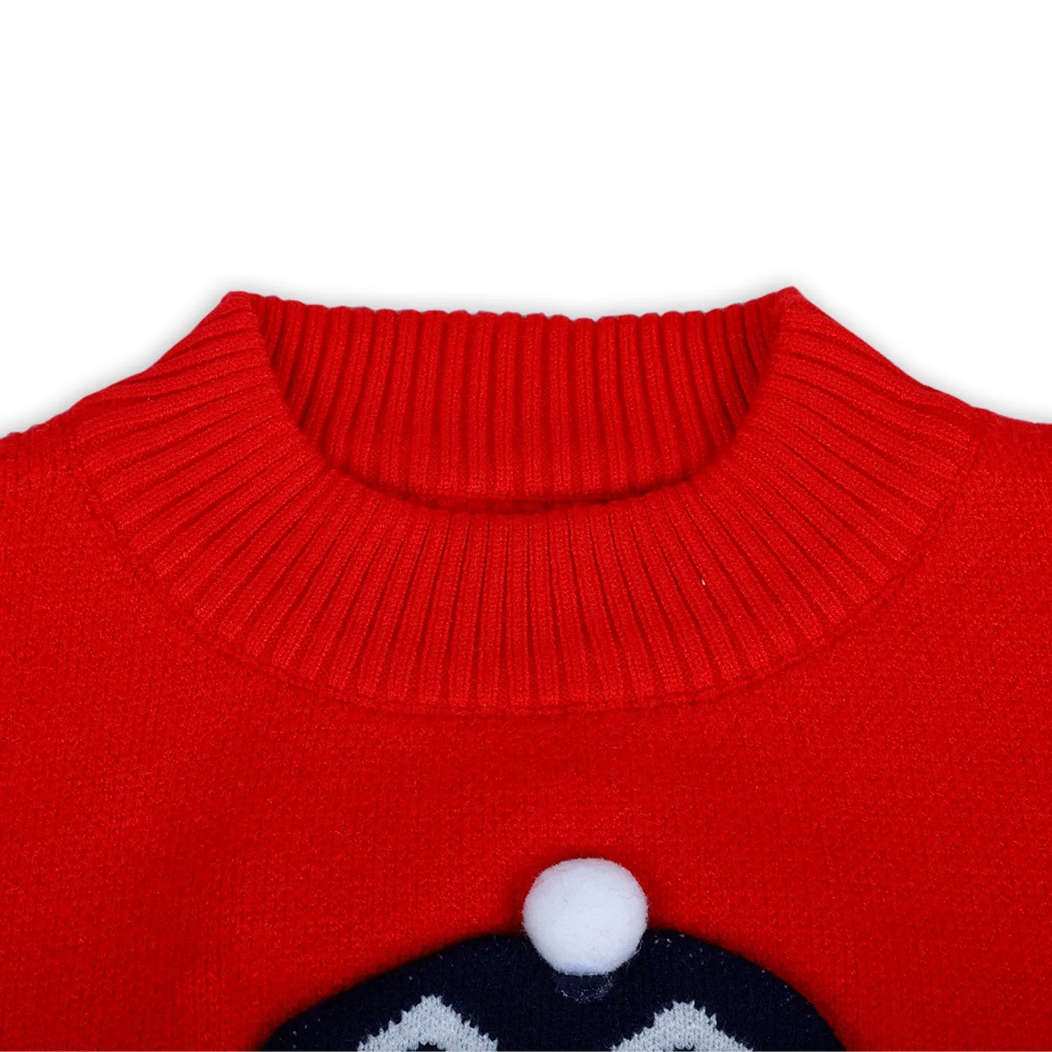 Mr. Bear Premium Full Sleeves Knitted Sweater With 3D Applique - Red