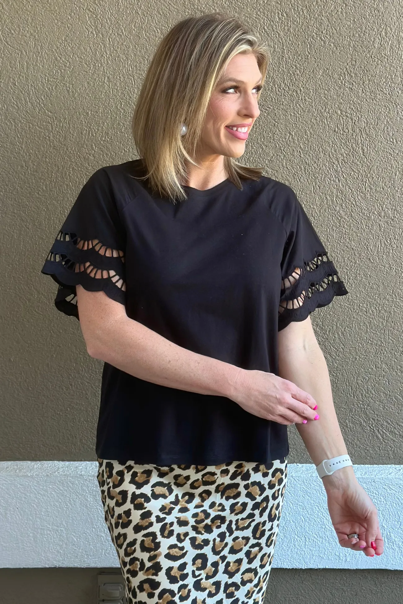 Mud Pie Levy Eyelet Black Top