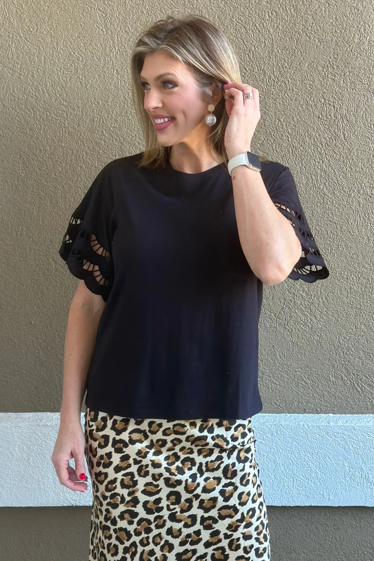 Mud Pie Levy Eyelet Black Top