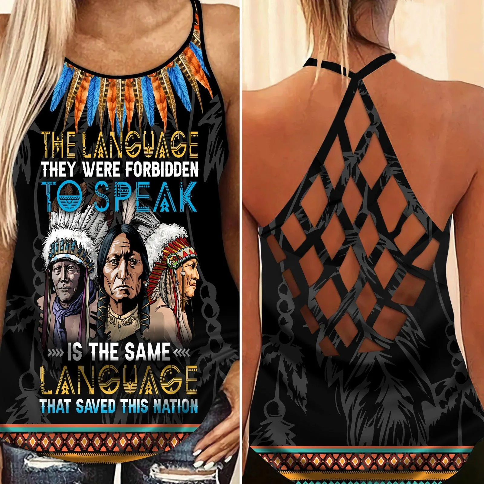 Native Language Saved This Nation Criss-Cross Tank Top WCS