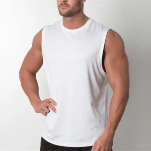 New Sport Plain Shirts For Men Bodybuilding Singlet Gyms Shirts Sleeveless Shirt Blank Fitness Clothing Sportwear Muscle Vest Men's Fitness T-Shirt Round Neck Sleeveless Vest Stretch Solid Color Fitness Sports Shirts