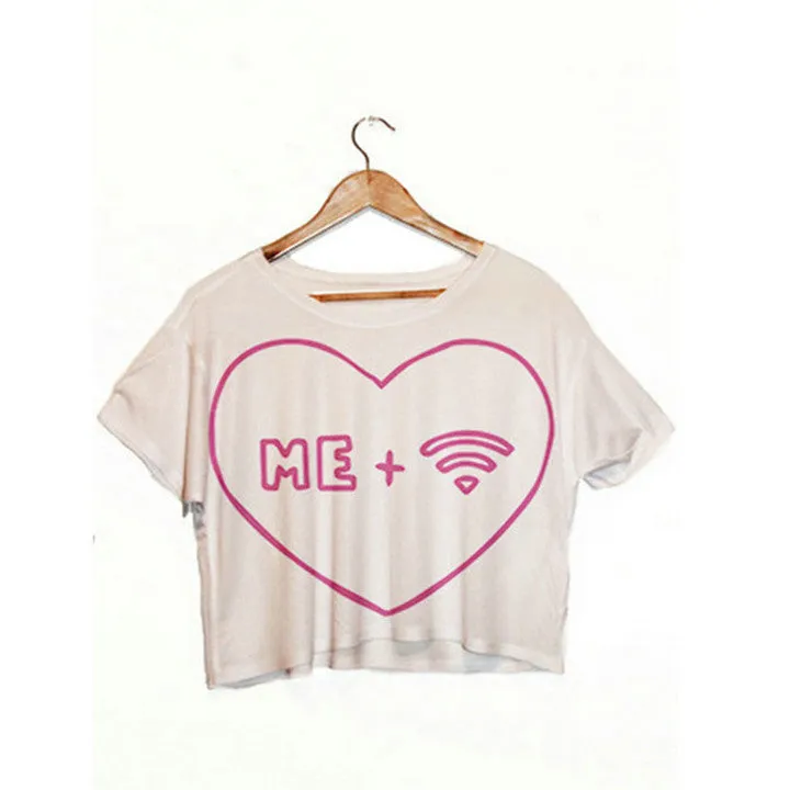 Nutella Print White Crop Tops Summer Short Sleeve T shirts Harajuku Fitness Women Fashion Kawaii T-shirt F1003