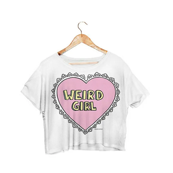 Nutella Print White Crop Tops Summer Short Sleeve T shirts Harajuku Fitness Women Fashion Kawaii T-shirt F1003