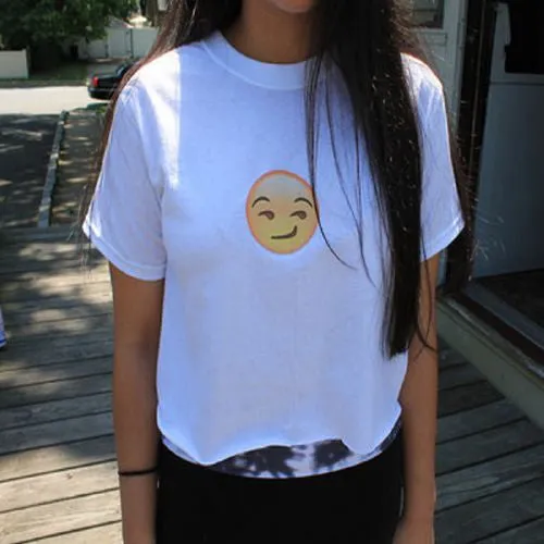 Nutella Print White Crop Tops Summer Short Sleeve T shirts Harajuku Fitness Women Fashion Kawaii T-shirt F1003