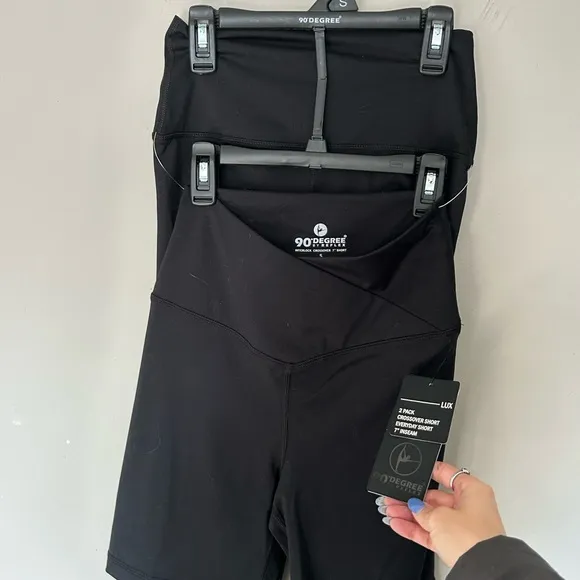 NWT 2-Pack 90 degrees Crossover Black Bike Shorts High Waist Stretch