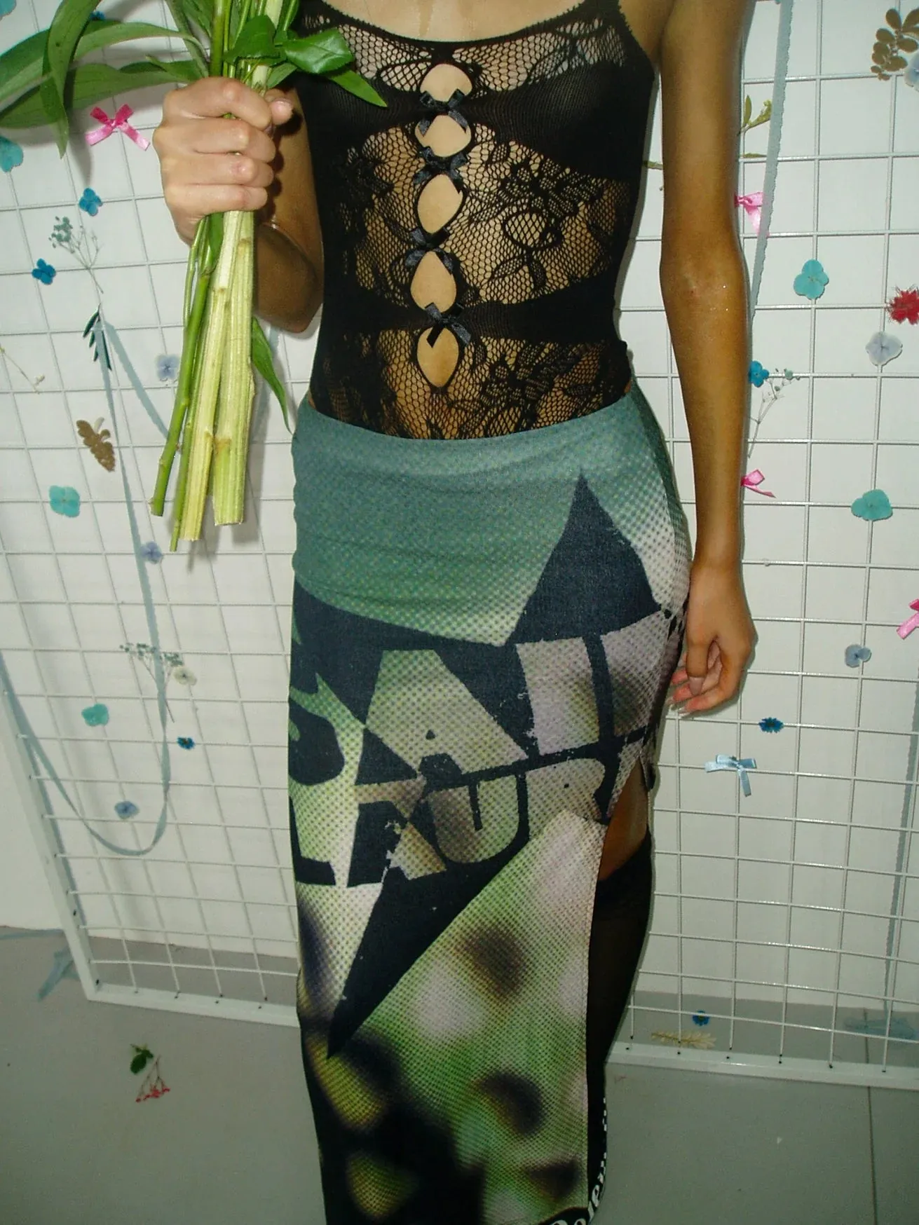 One-Shoulder Graphic Skirt Set