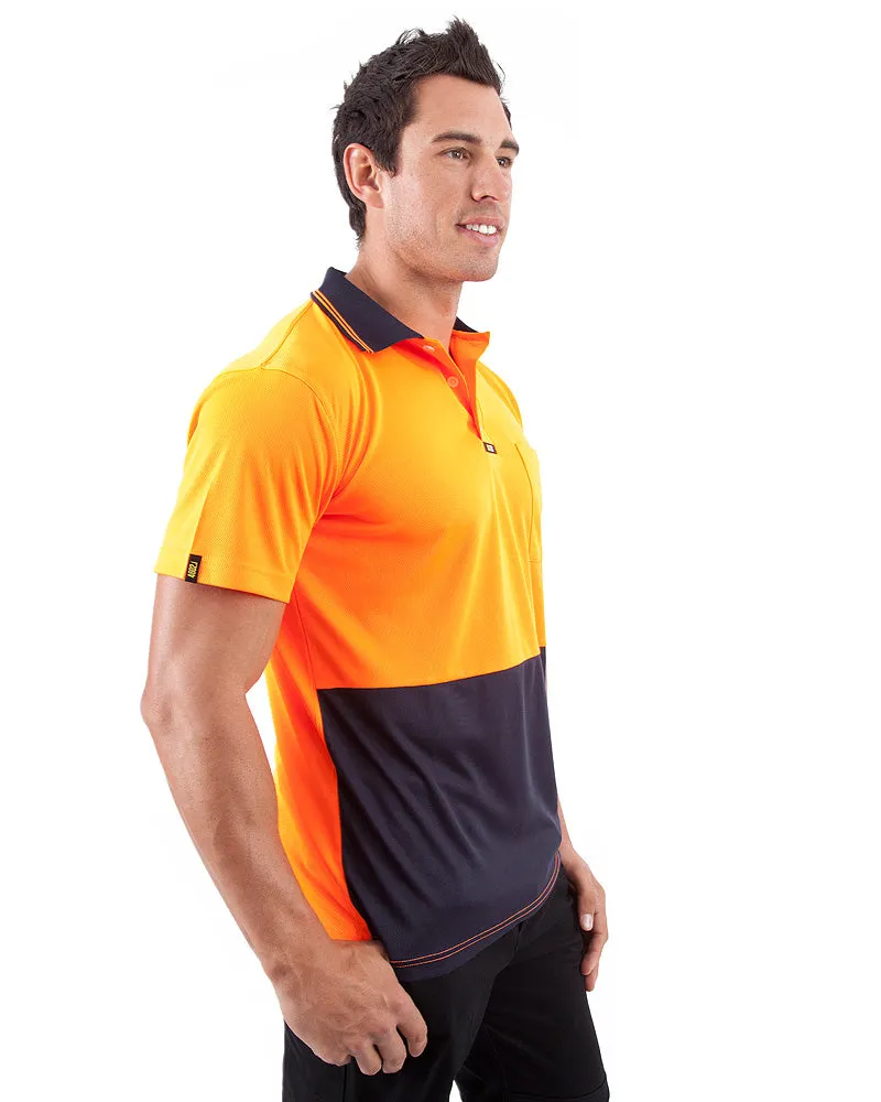 Original Microfibre Polo Shirt SS - Orange/Navy