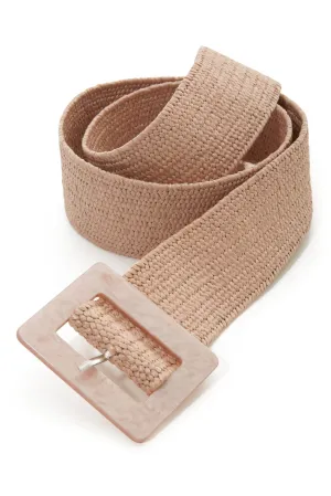 Pearl Buckle Woven Belt Blush
