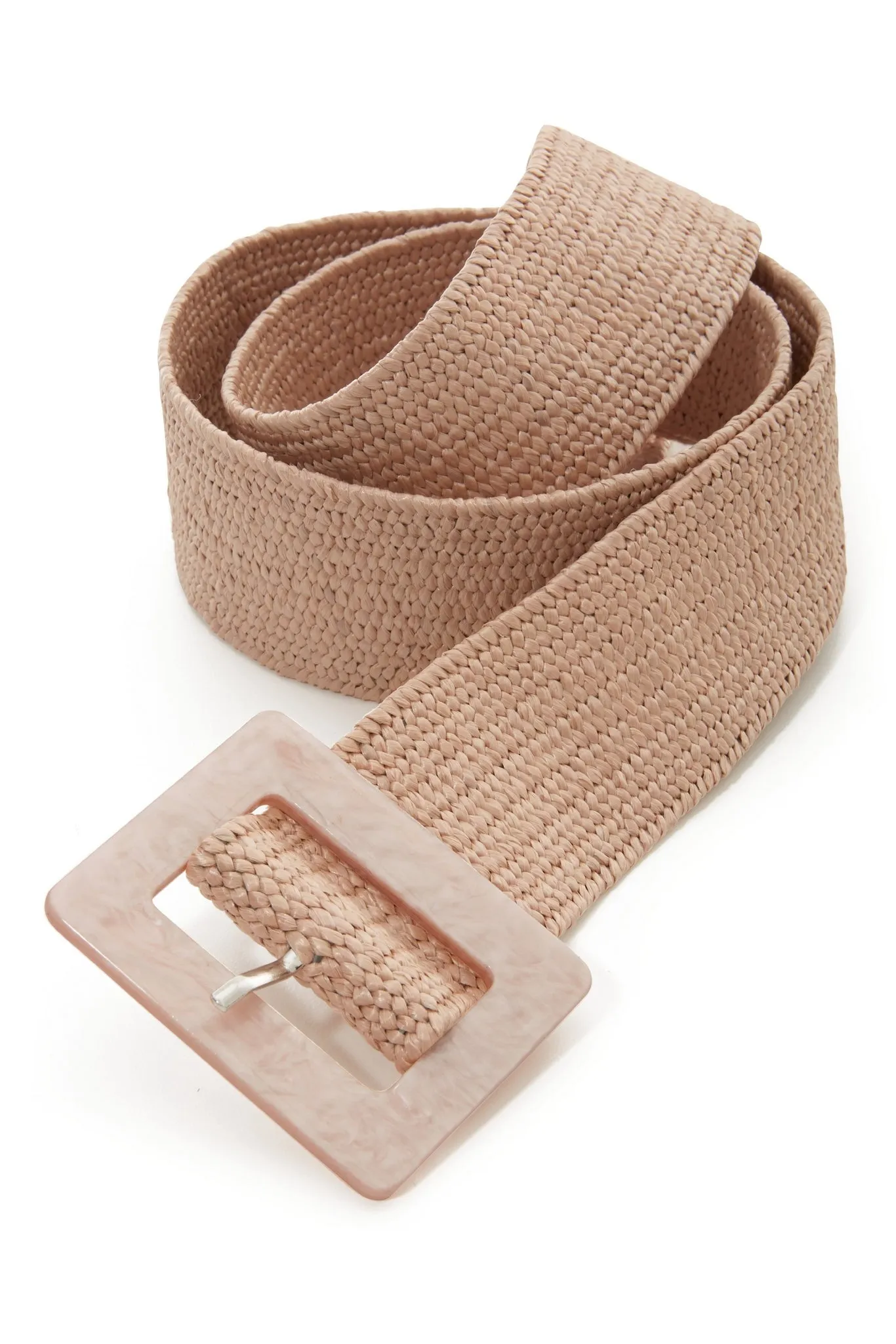 Pearl Buckle Woven Belt Blush