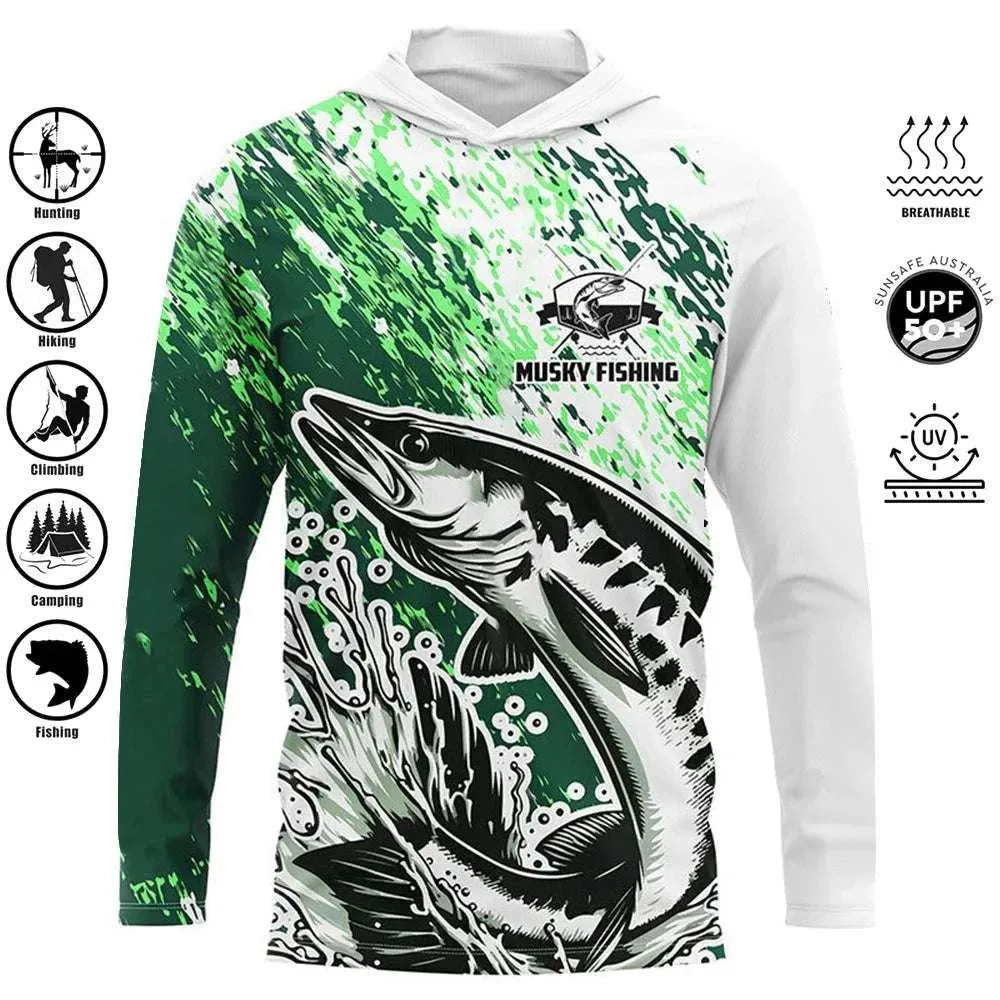 Pelagic Pro Series Men Fishing Hooded Shirt - UPF 50  Sun Protection