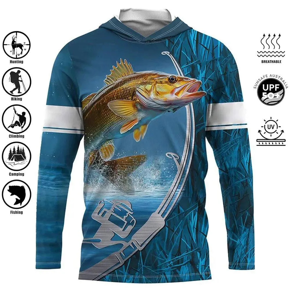 Pelagic Pro Series Men Fishing Hooded Shirt - UPF 50  Sun Protection