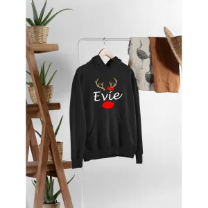 Personalised Name Antlers Christmas Hoodie