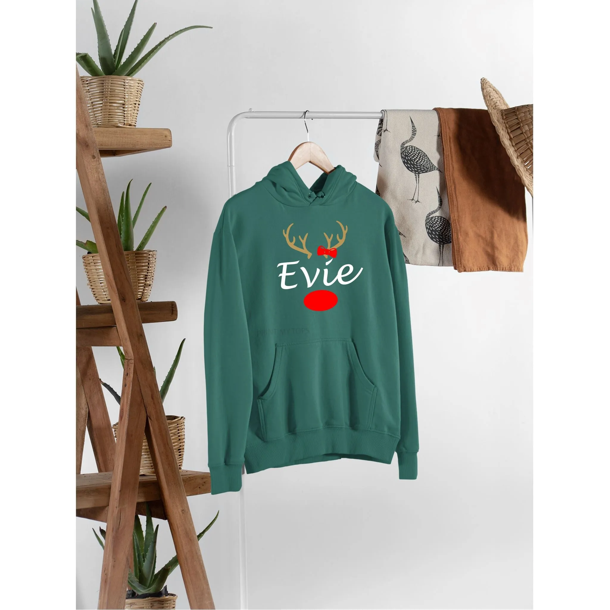 Personalised Name Antlers Christmas Hoodie