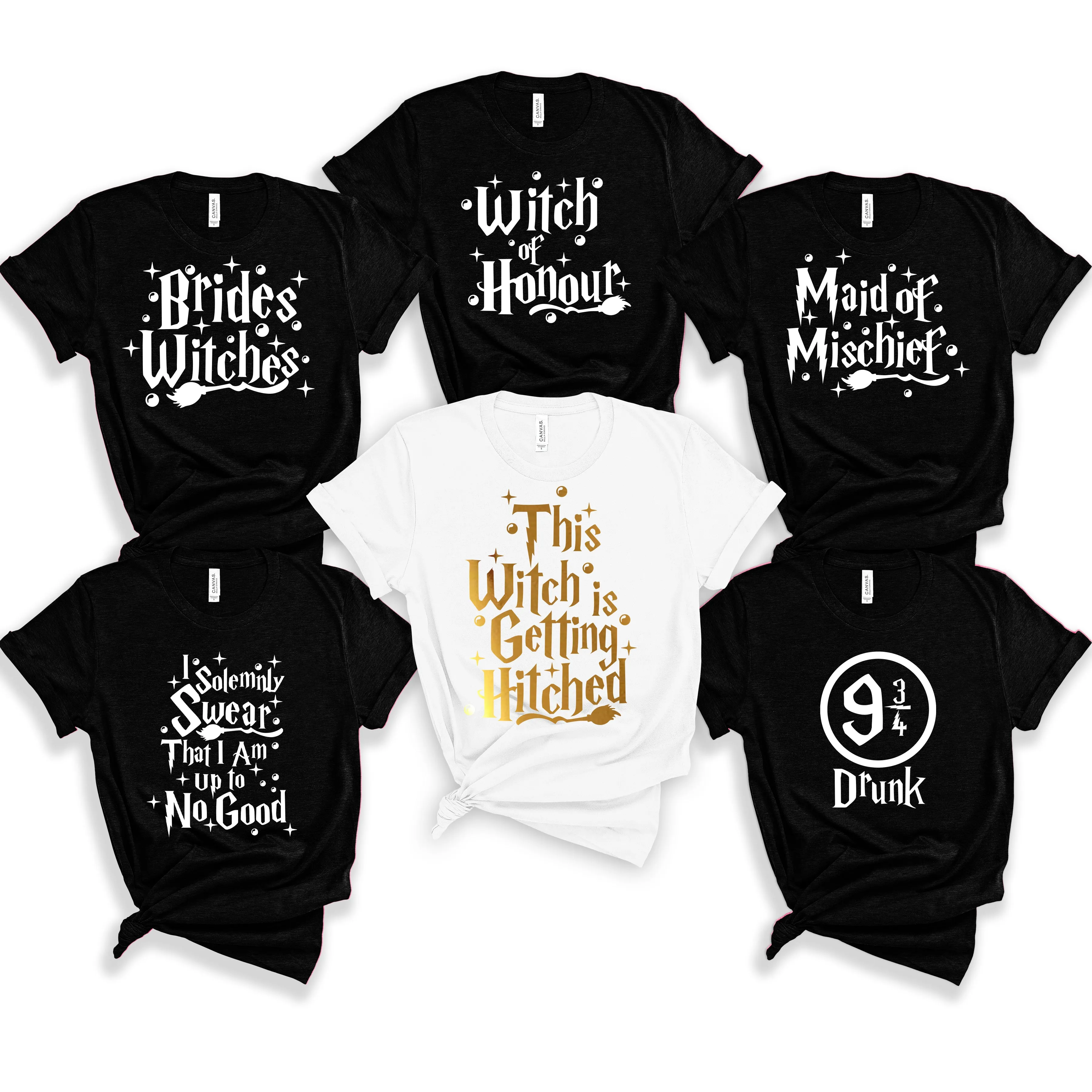 Personalised Wizard and Witches Themed Hen Party Tops