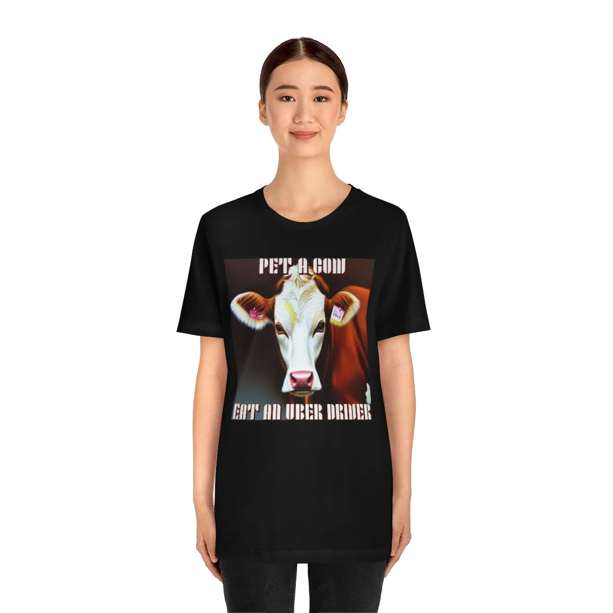 Pet A Cow Eat An Uber Driver Short Sleeve Tee