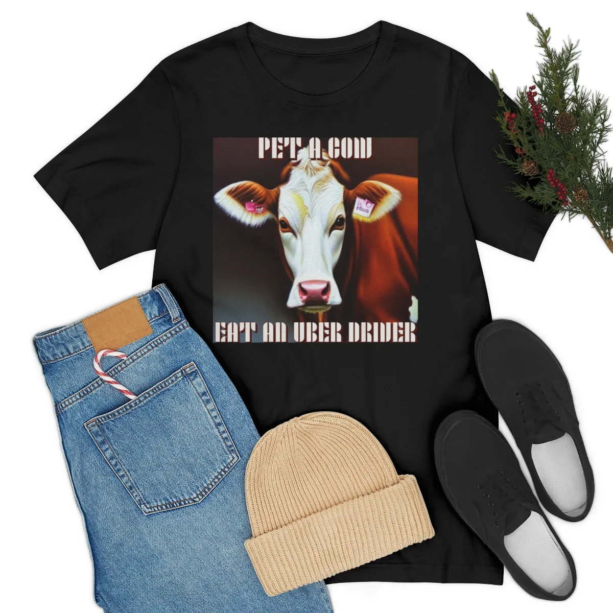 Pet A Cow Eat An Uber Driver Short Sleeve Tee