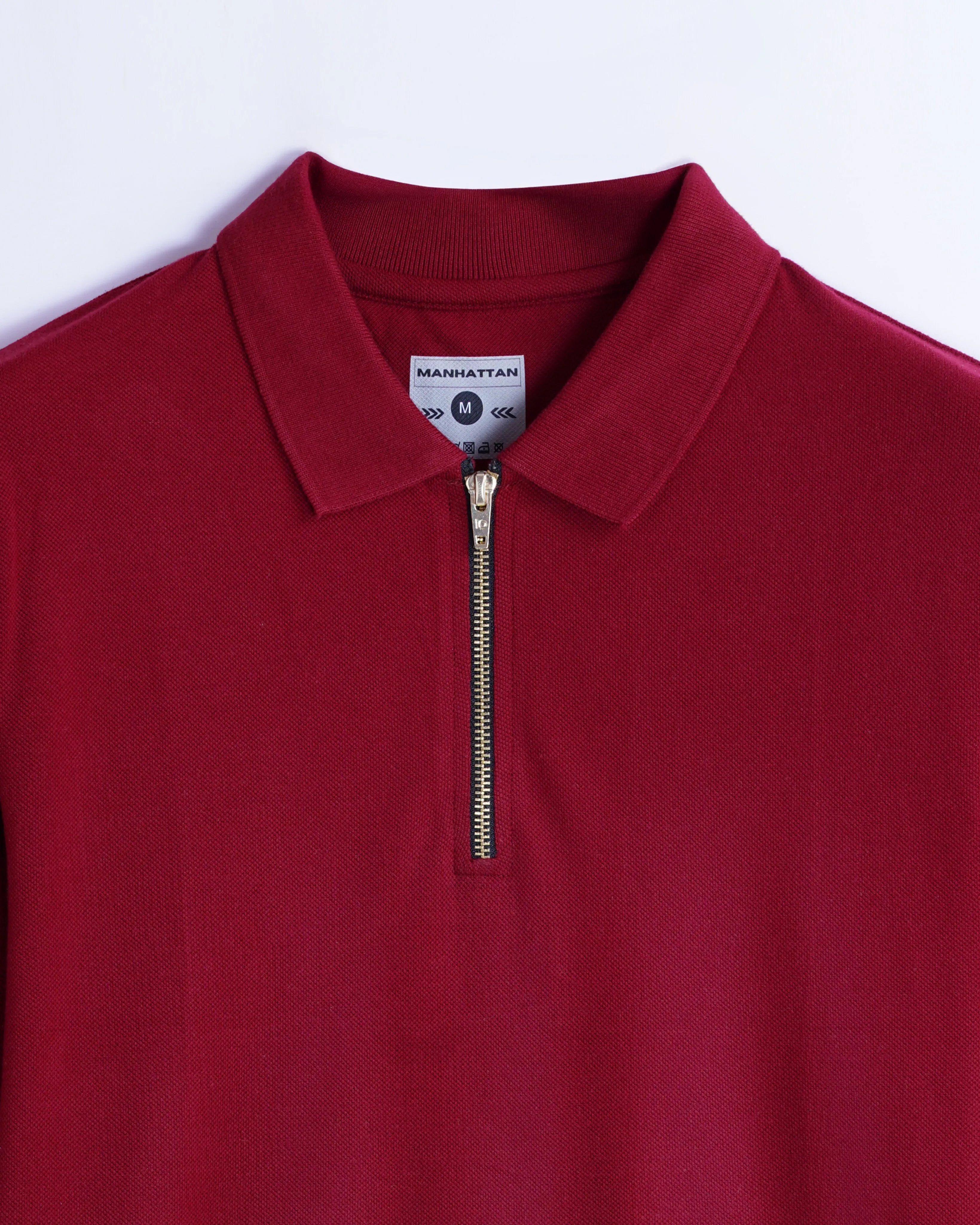 Polo Full Sleeve Zipper Burgundy Unisex