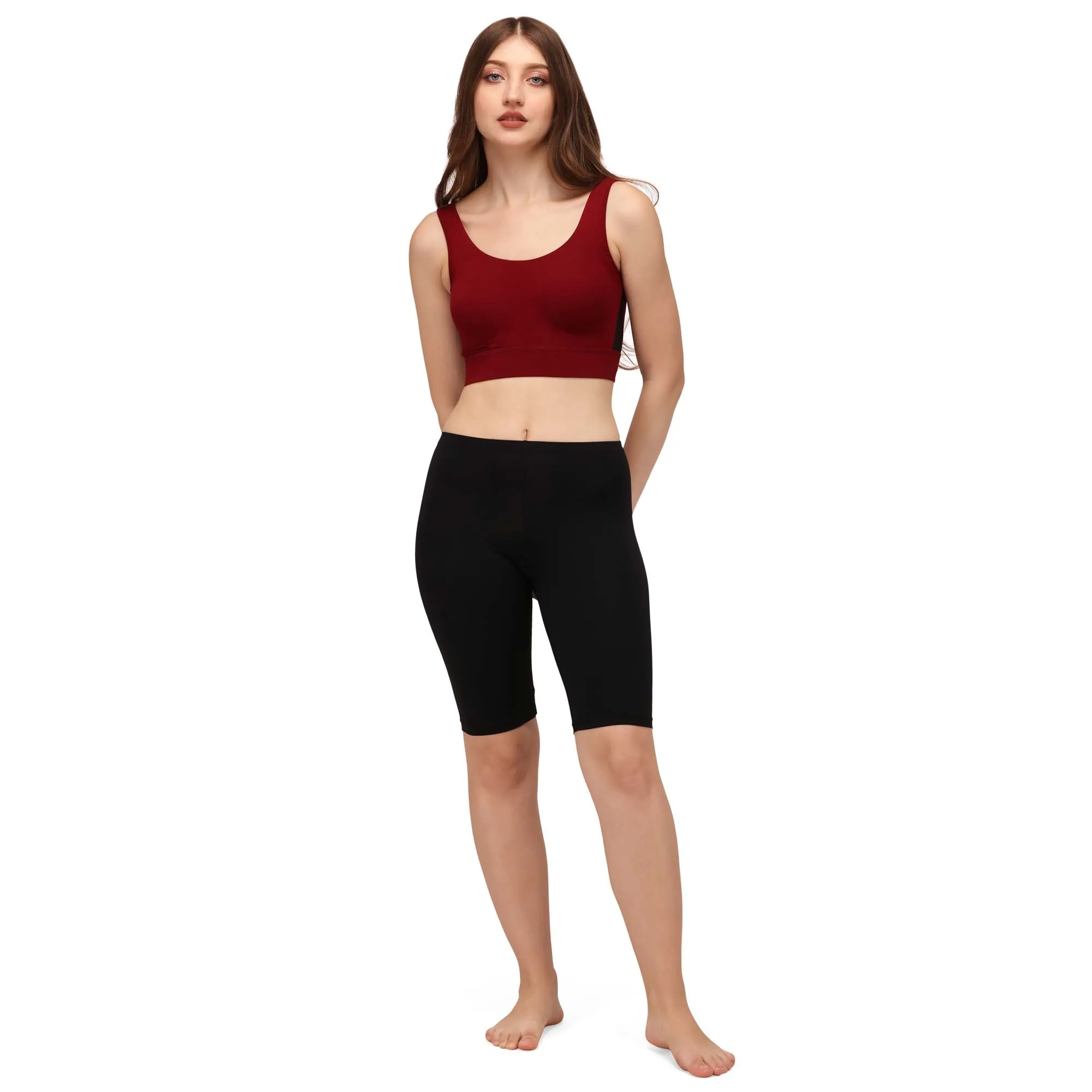 Polyamide Spandex Knee Length Cycling Shorts (PACK of 2)