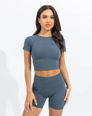 Power Crop Tee - Midnight Blue