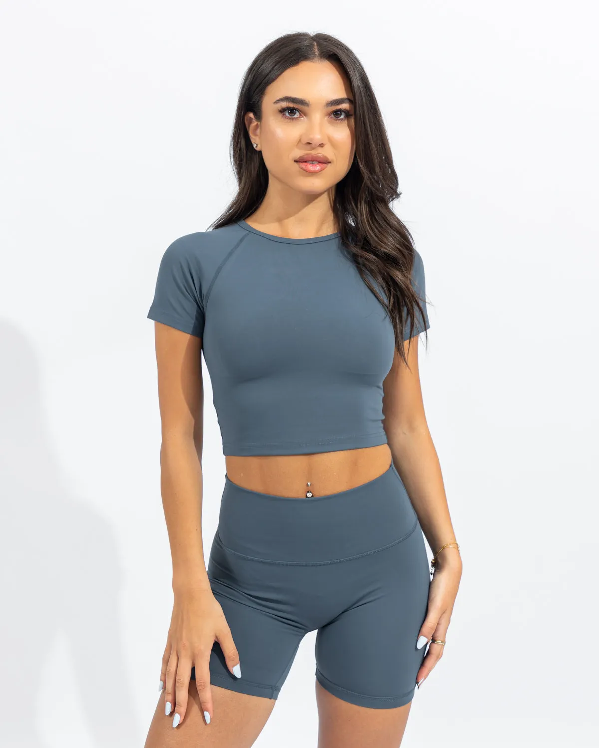 Power Crop Tee - Midnight Blue