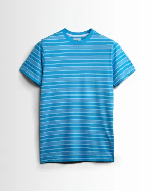 Premium Yarn Striped Cotton T-Shirts (Hawai Blue/White)