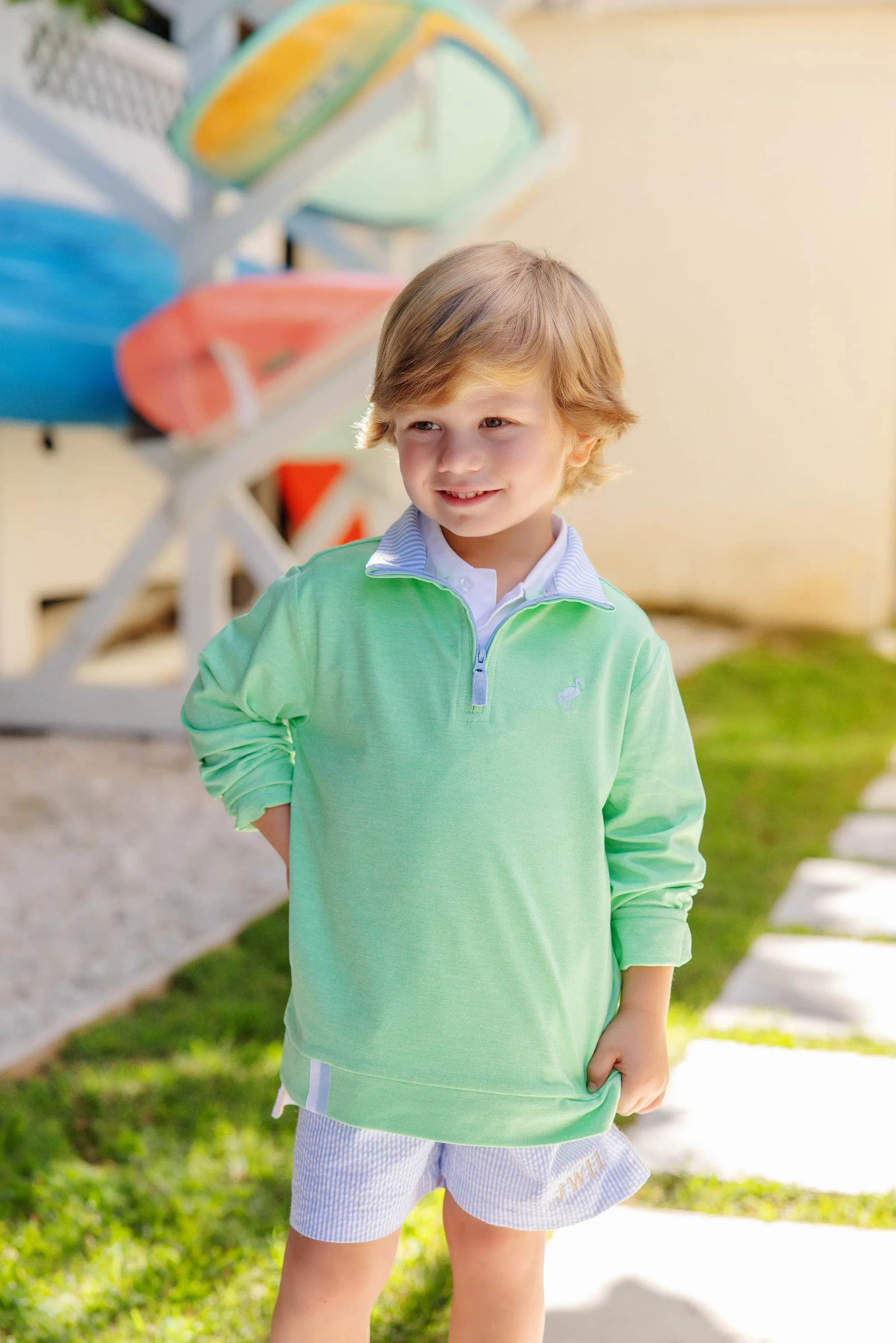 Prepletic™ Hayword Half-Zip - Grace Bay Green with Beale Street Blue Stripe
