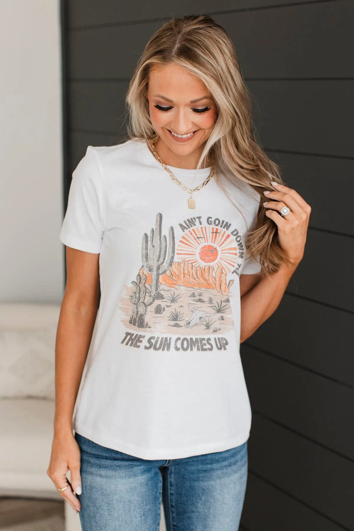 "Ain't Going Down" Graphic Tee- White