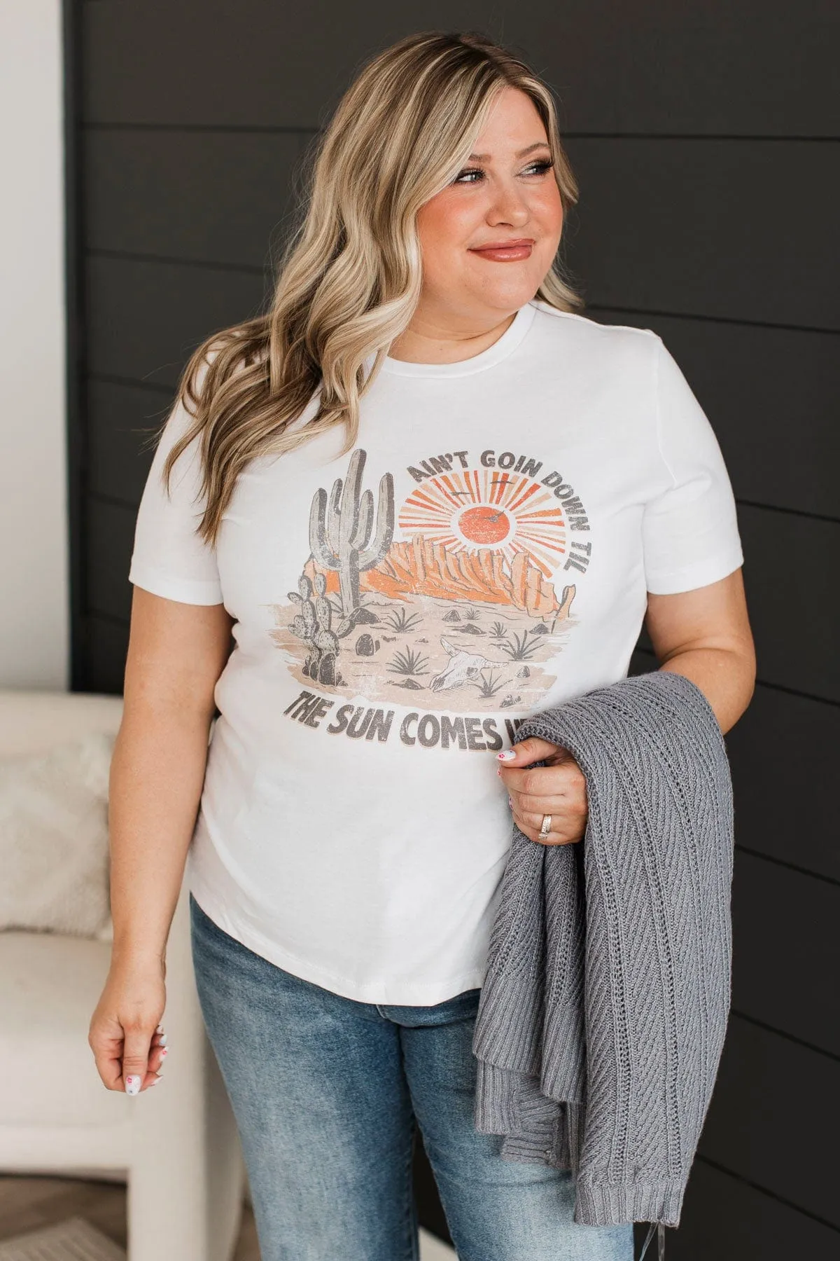 "Ain't Going Down" Graphic Tee- White