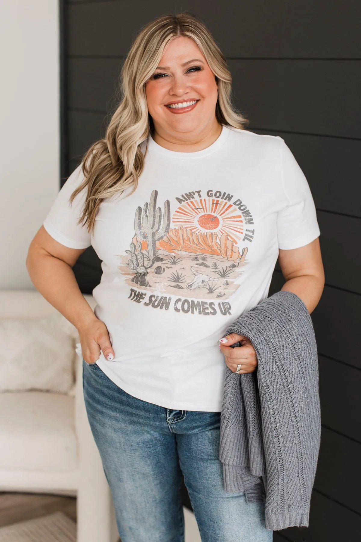 "Ain't Going Down" Graphic Tee- White