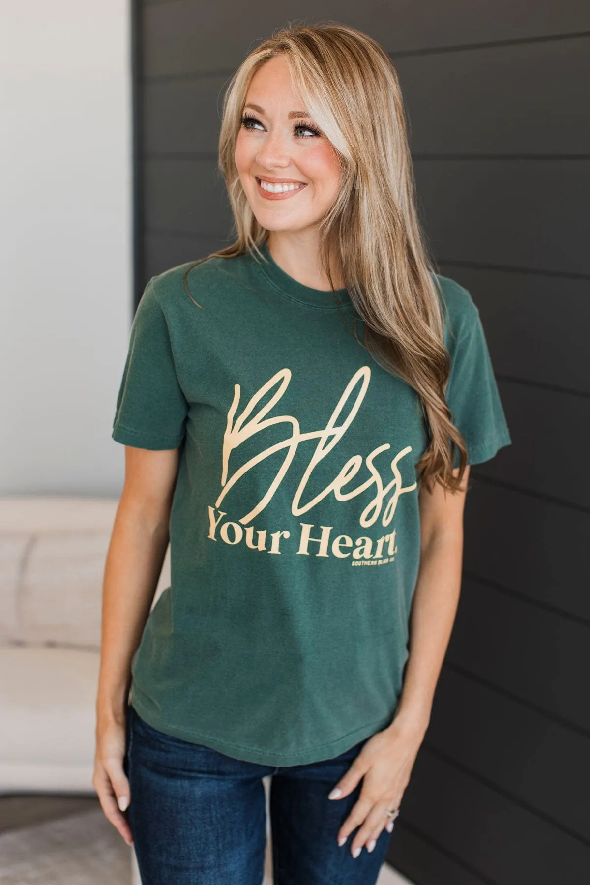"Bless Your Heart" Graphic Tee- Spruce