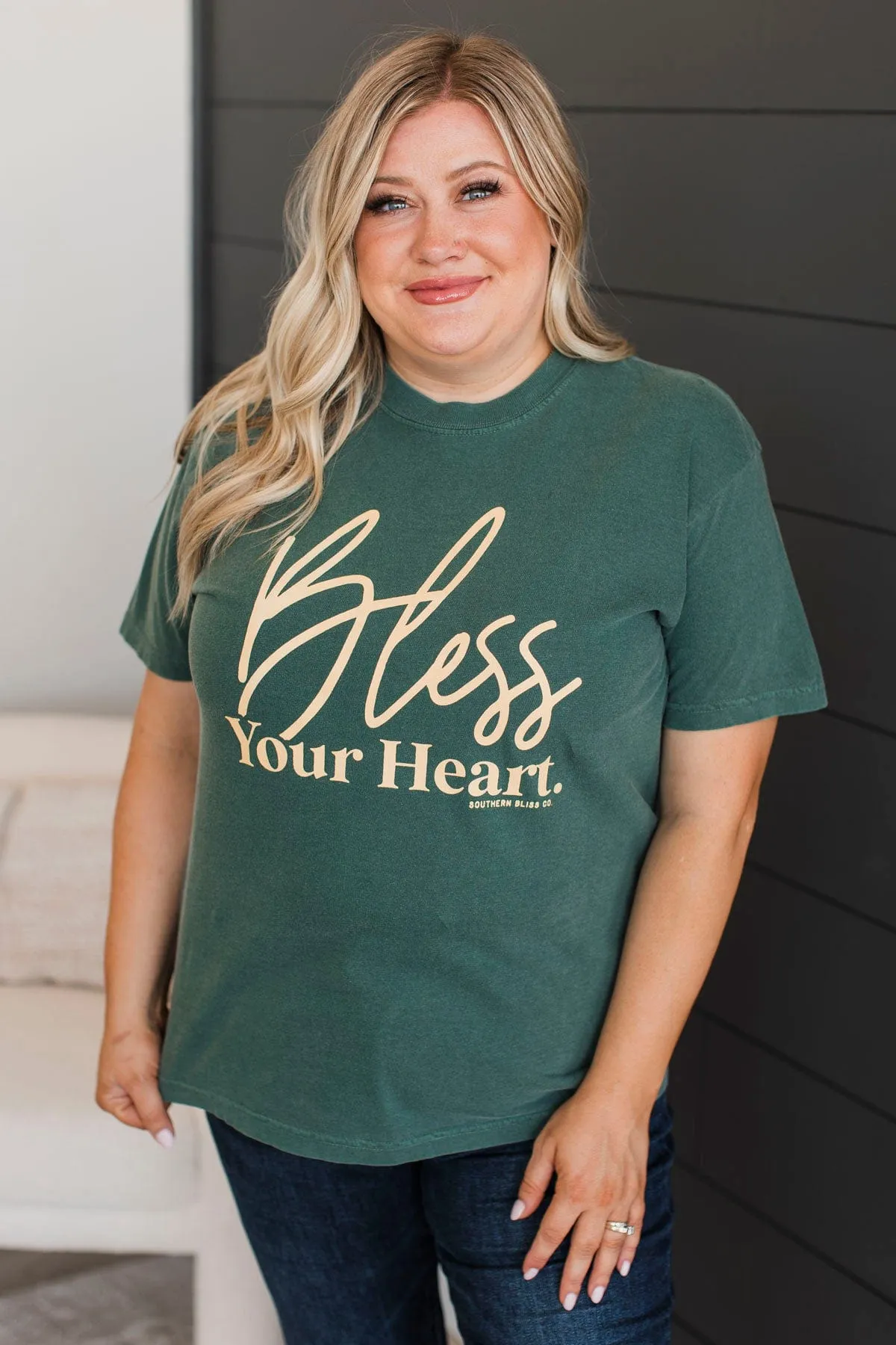 "Bless Your Heart" Graphic Tee- Spruce