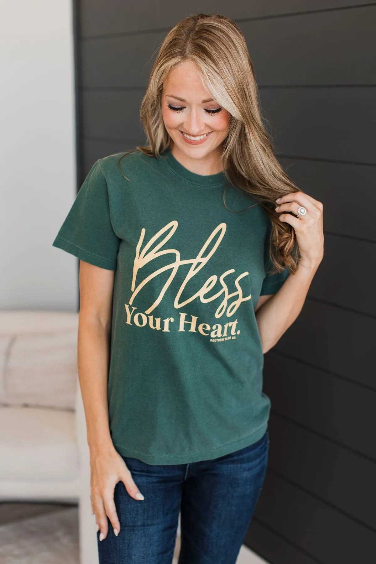 "Bless Your Heart" Graphic Tee- Spruce