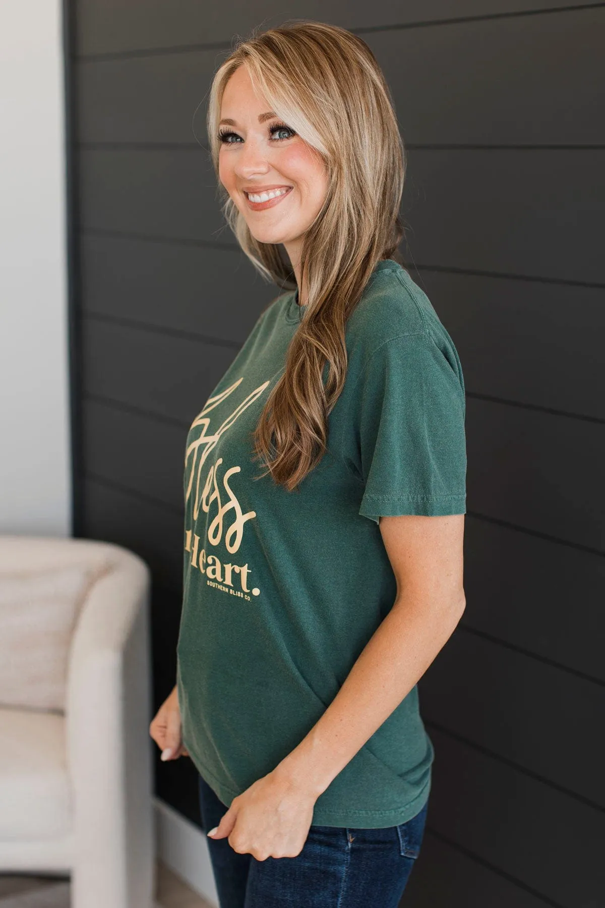 "Bless Your Heart" Graphic Tee- Spruce