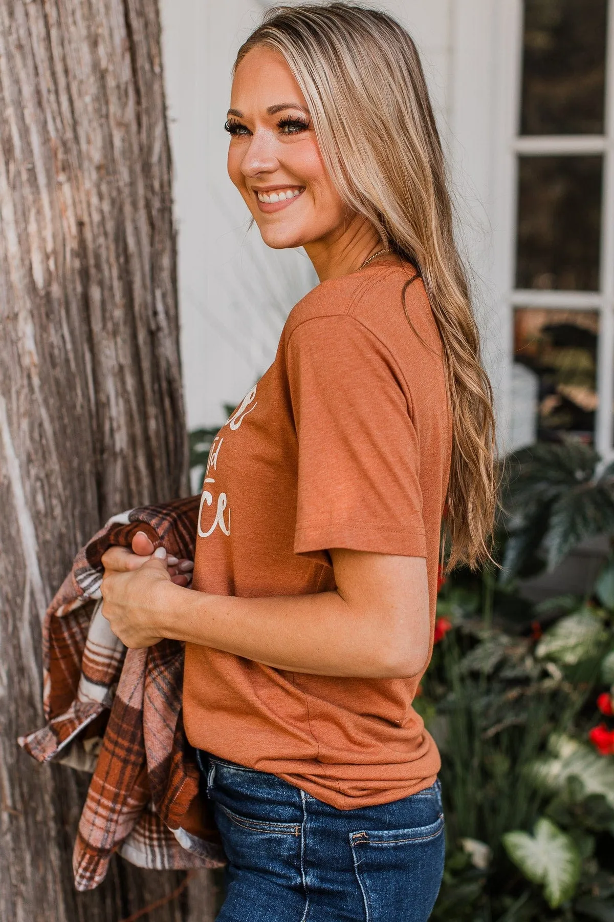 "Coffee & Grace" Graphic Tee- Burnt Orange